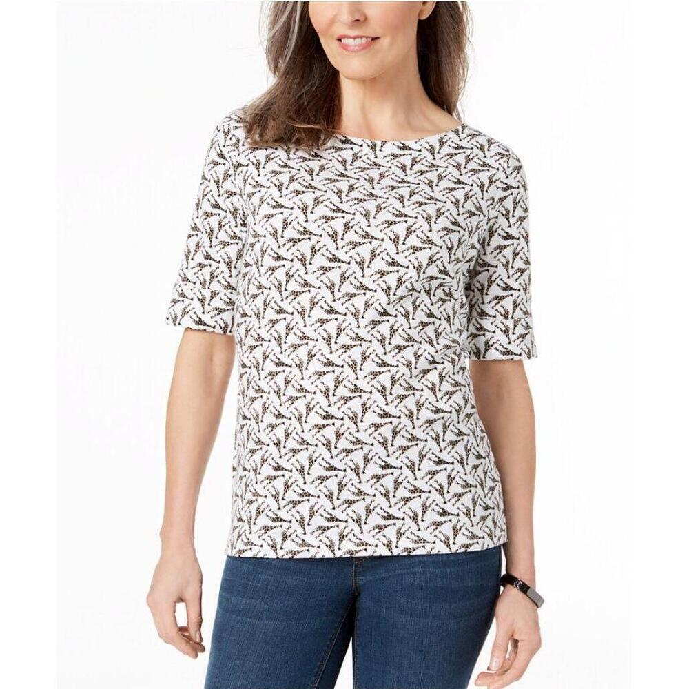 NWT Karen Scott Petite Top Cotton White SP